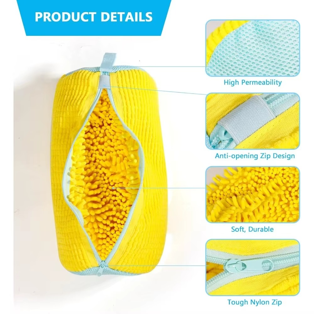 Durable Shoe Washing Machine Bag for All Shoe Types-Yellow with Blue Zipper,Ideal for Sneakers and Casual Shoes,Laundry Wash Bag