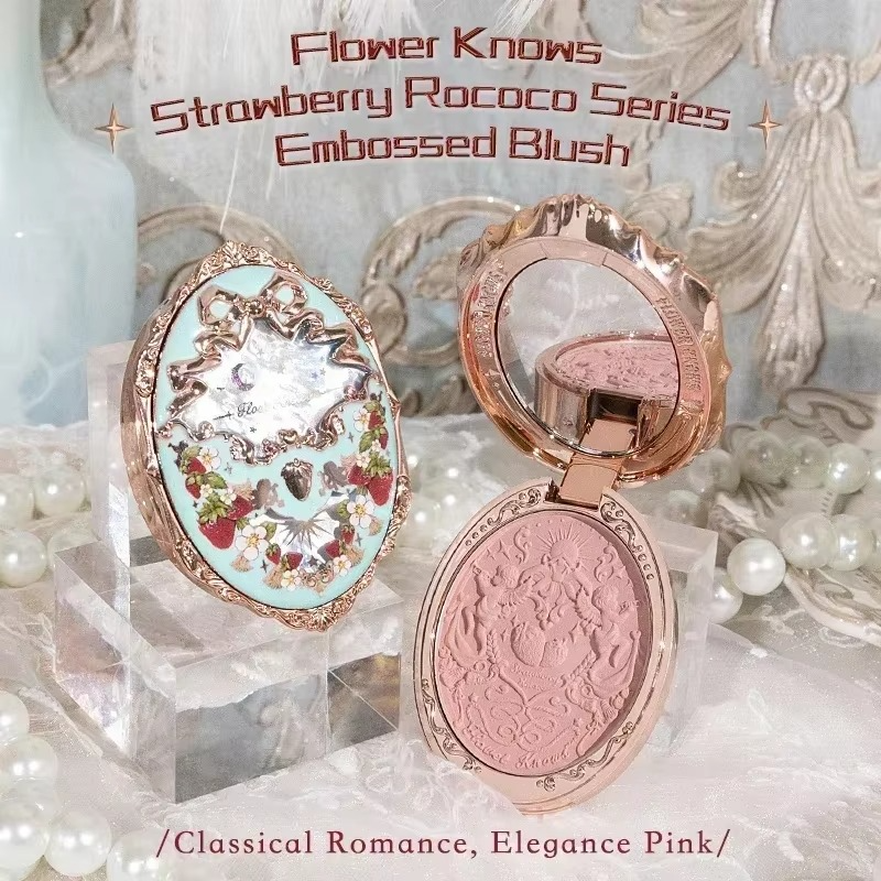 Flower Knows Strawberry Rococo Series Embossed Blush Natural Waterproof Anti-sweat Brightening Skin Tone Contouring Cheek Tint