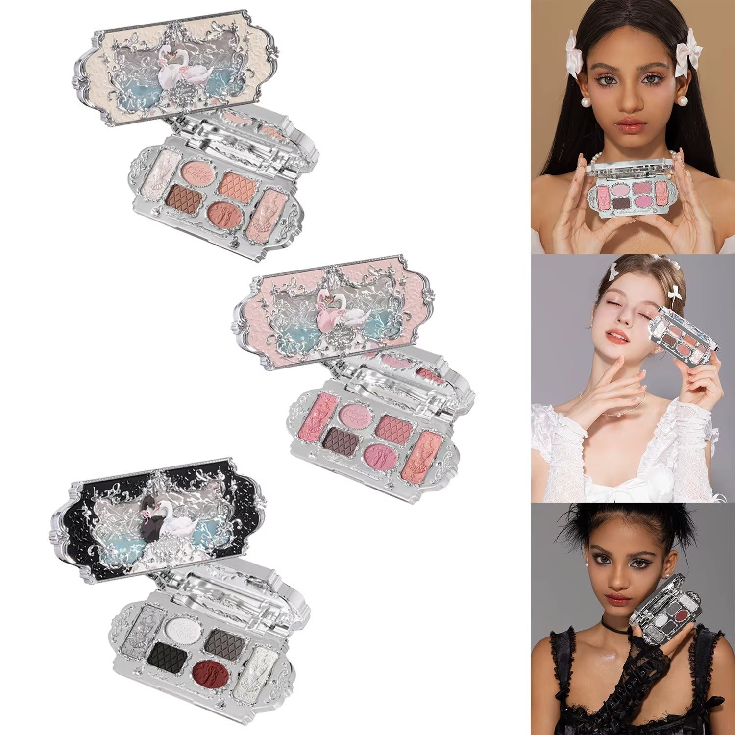 Flower Knows Swan Ballet 6 Color Eyeshadow Palette Matte Shimmer Pearl Glitter Waterproof Highly Pigmented Long Lasting Makeup