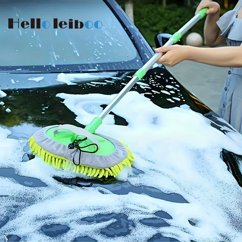 Car Cleaning Brush Detailing Super Absorbent Car Wash Brush Adjustable Telescoping Long Handle Clean Mop Auto Accessories