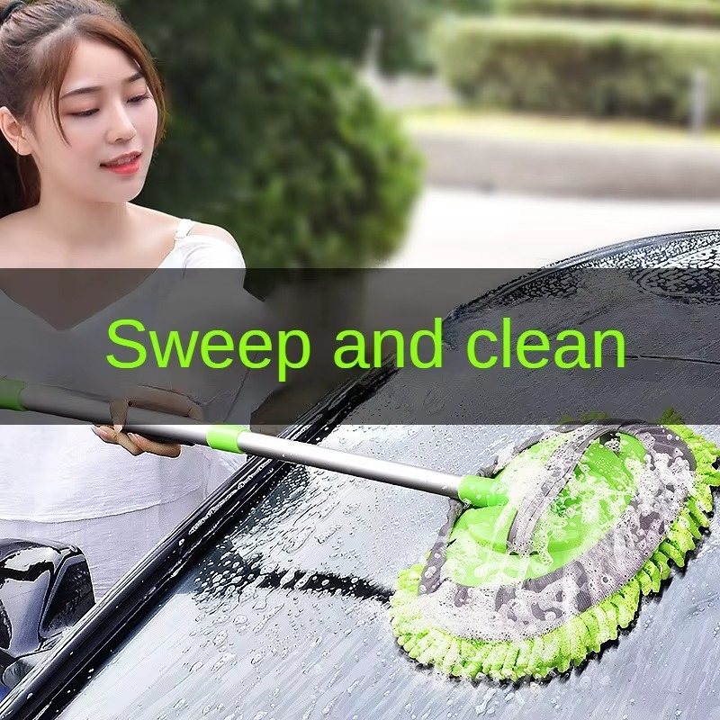 Car Cleaning Brush Detailing Super Absorbent Car Wash Brush Adjustable Telescoping Long Handle Clean Mop Auto Accessories