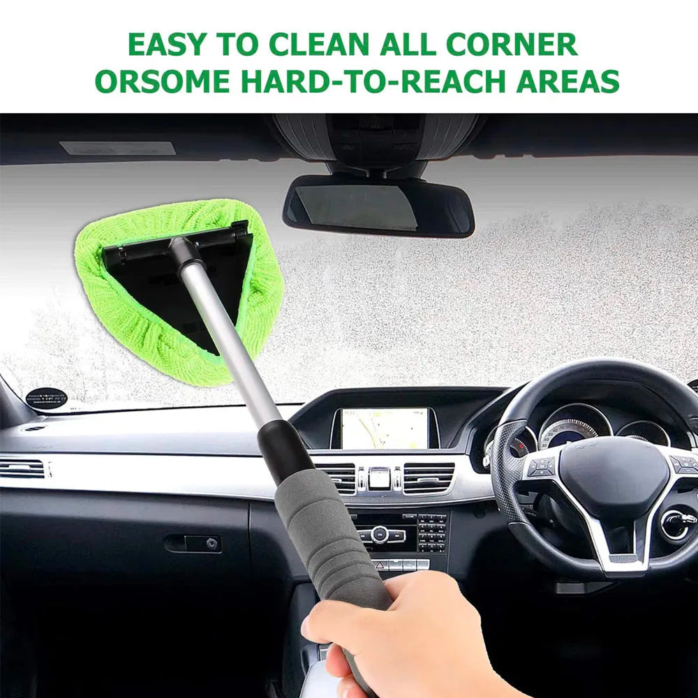 Telescopic Car Window Windshield Cleaning Brush Set Microfiber Window Glass Cleaner Car Window Cleaner Scraping Mist Eliminator