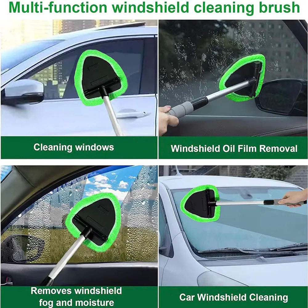 Telescopic Car Window Windshield Cleaning Brush Set Microfiber Window Glass Cleaner Car Window Cleaner Scraping Mist Eliminator